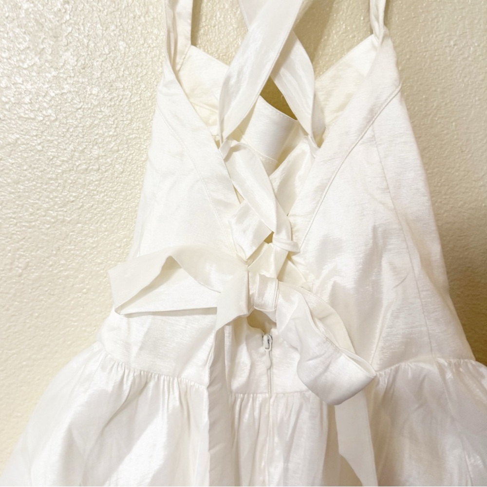 NEW Show Me Your Mumu Abigail Mini Dress in White Taffeta Drop Waist size XS - Picture 9 of 10